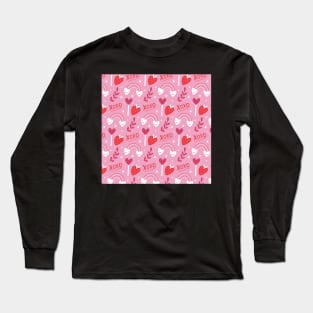 Pink Happy Love Valentine's Day Pattern Long Sleeve T-Shirt